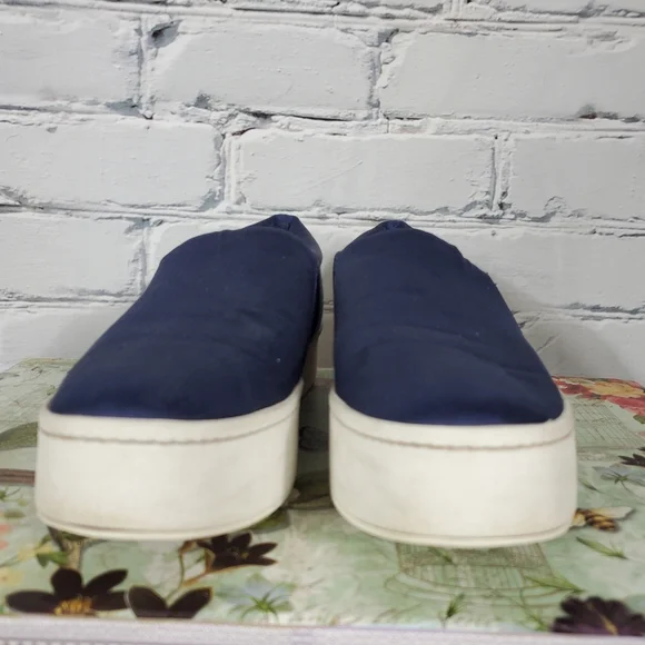 Vince Warren Blue Satin Slip On Sneakers - Picture 4 of 8